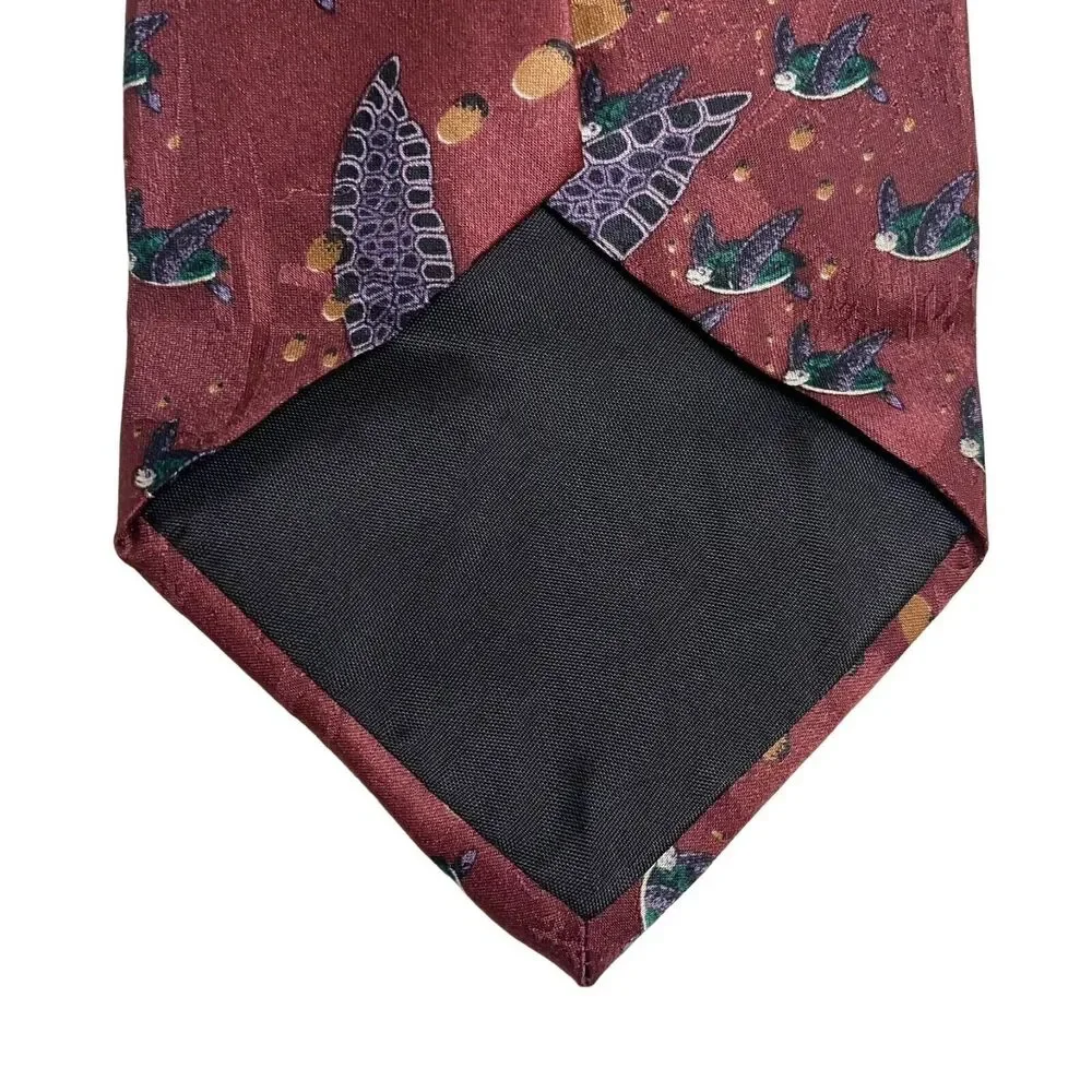 #7079 Endangered Species Turtle Brown Silk Mens Classic 4 inch wide Necktie